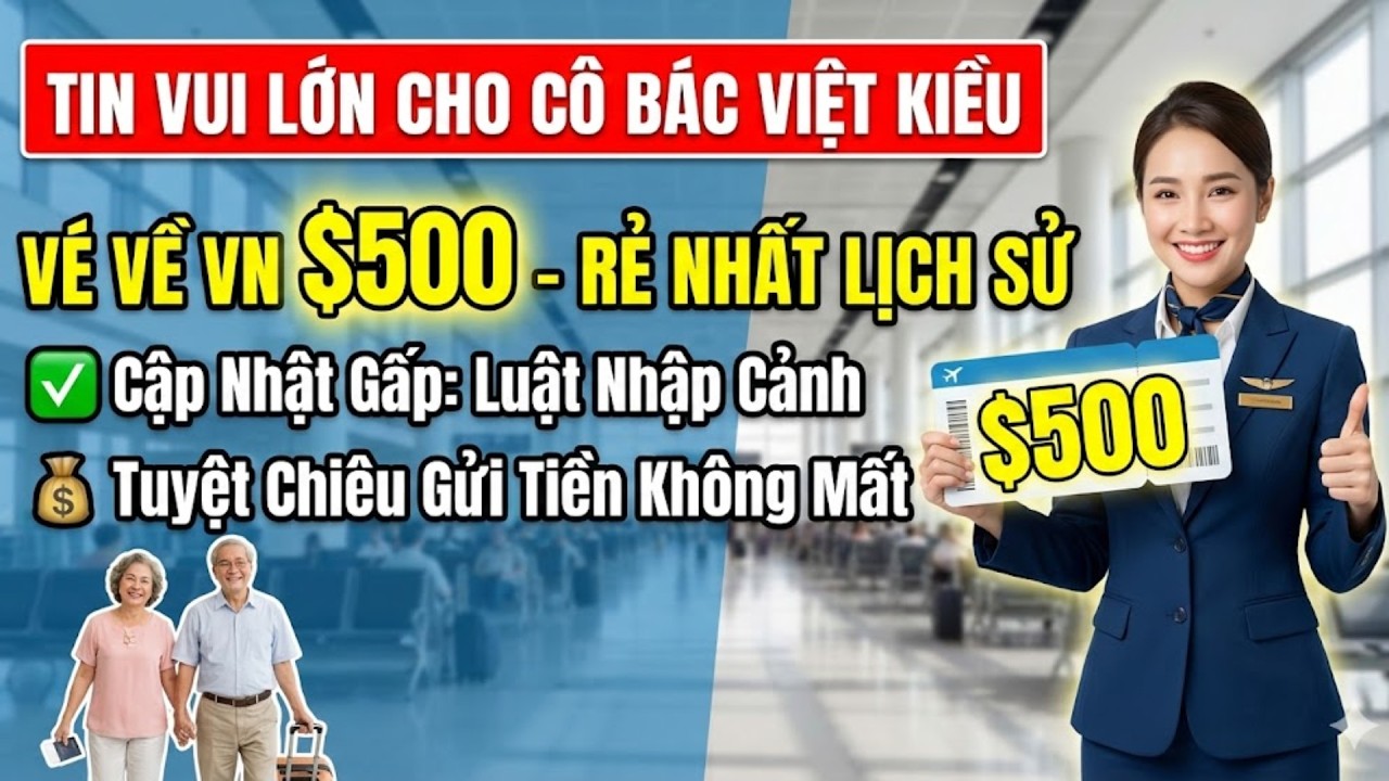 TIN VUI CHẤN ĐỘNG: Vé Máy Bay Về Việt Nam 2026 GIẢM SỐC $500 Khứ Hồi & 2 Kiện Hành Lý Ngay 😱