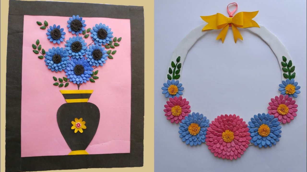 Diy Wall Decor Ideas With Waste Material / Wall Hanging With Pumpkin Seeds.