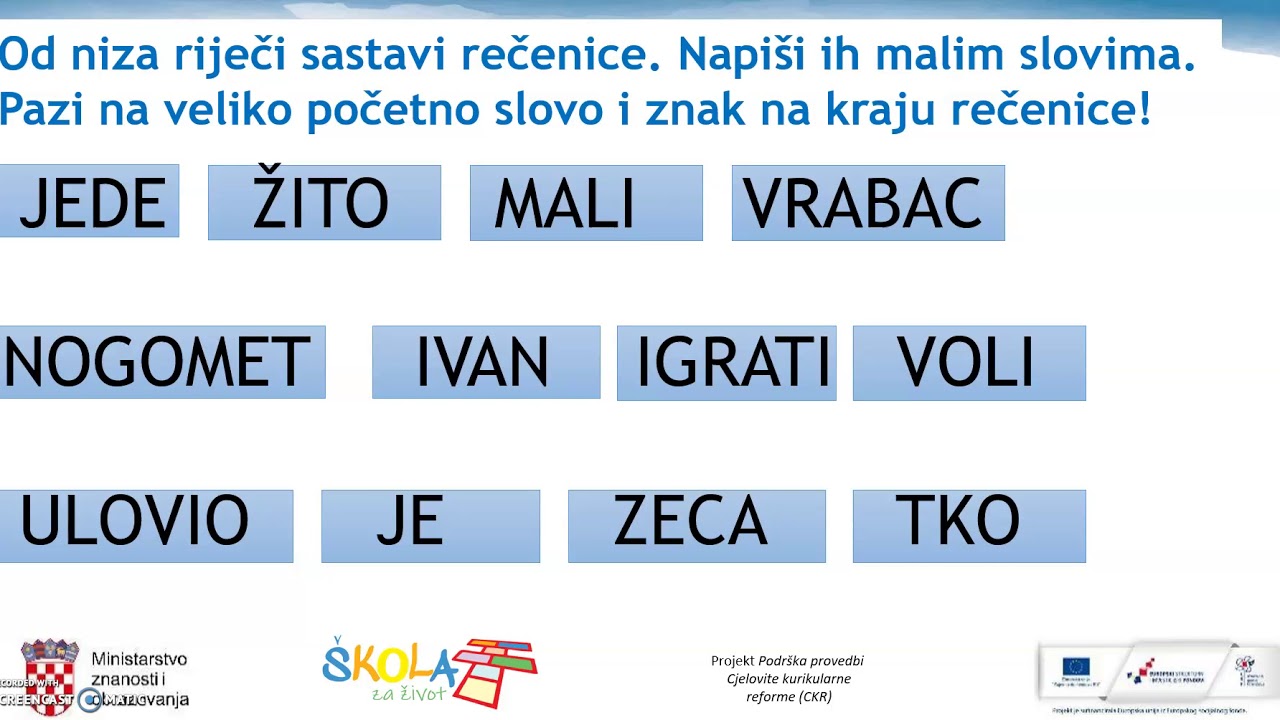 Razredna nastava 1.r. - Rečenica, 2. dio