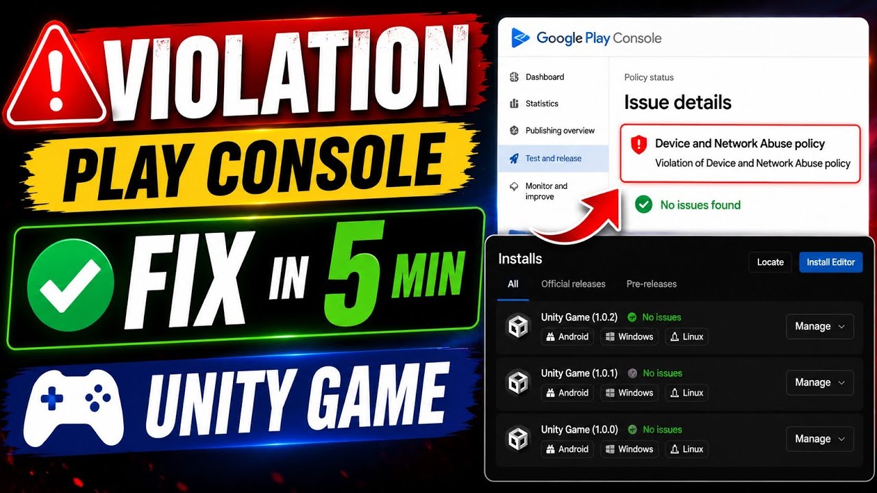 Исправление нарушения в Google Play Console для Unity 6 | Решение проблемы политики &laquo;Злоупотребле...