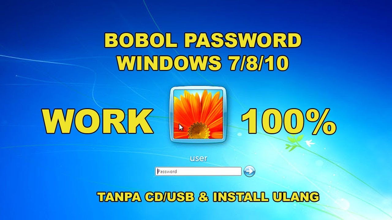 Cara menghilangkan password di windows 7 tanpa install ulang (bypass)