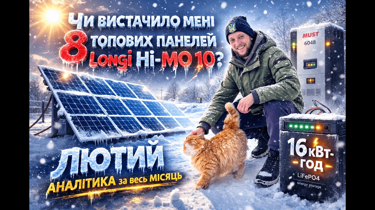 Чи вистачить 8 сонячних панелей у лютому? Реальна генерація + аналіз системи 5.24 кВт