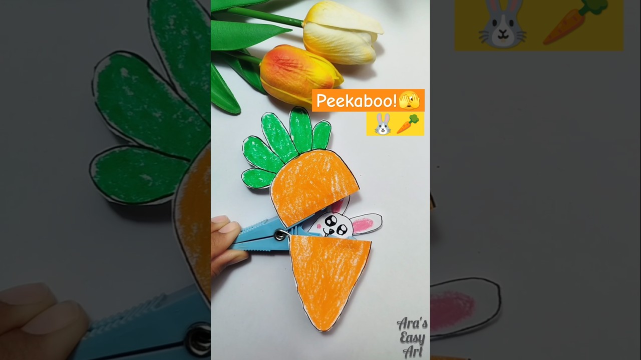 DIY Origami FUN Surprise Carrot Rabbit Paper Craft for kid@ArasEasyArt#diy #youtubeshorts #surprise