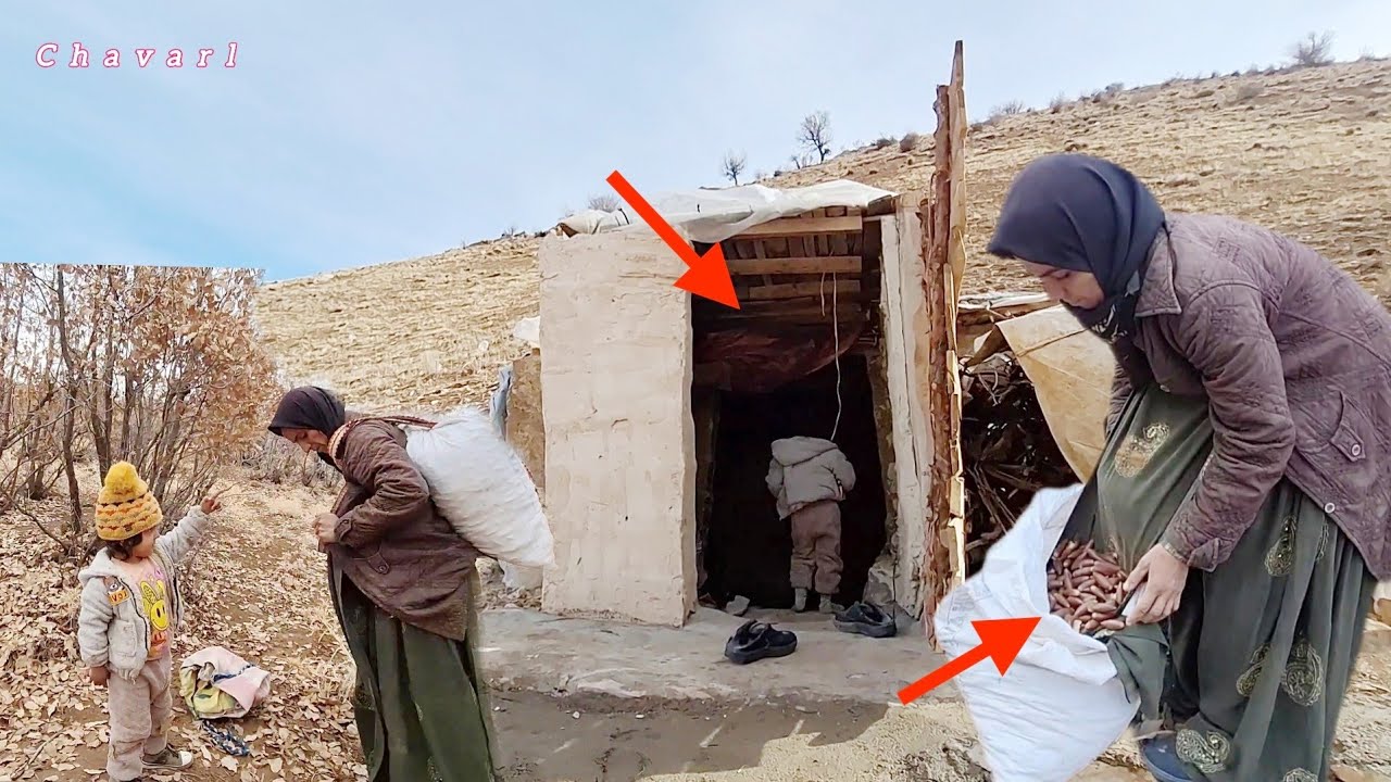The cave-dwelling widow goes from poverty to nature to satisfy her child's hunger☠️