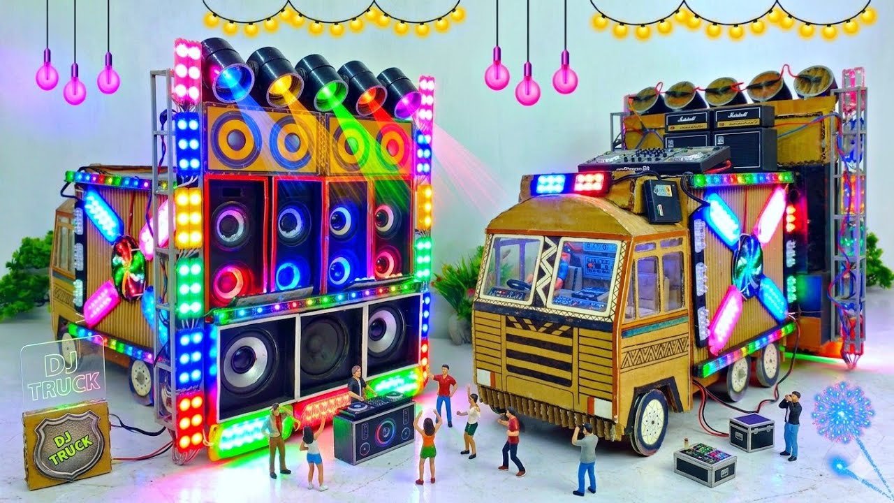 Mini DJ Pickup | How to make a mini DJ setup using cardboard for a DJ truck | DJ wala DJ, DJ light