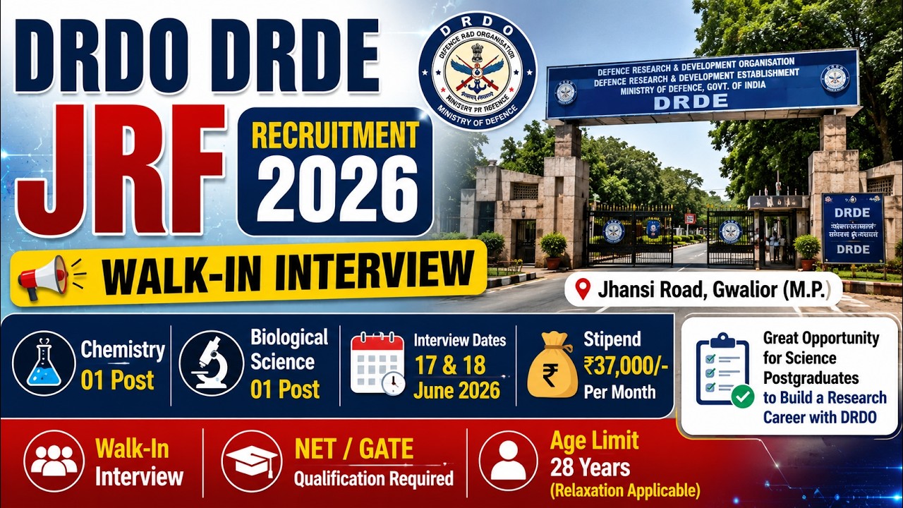 DRDO DRDE JRF 2026 🚀 | ₹37,000/Month 😳 | MSc Students Walk-In Interview | Step-by-Step Guide