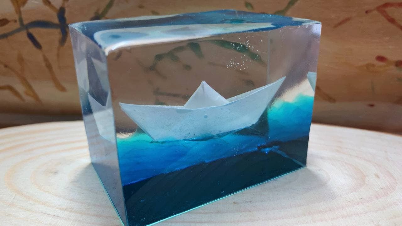 Resin Art Paper ship in epoxy resin  | diorama resin | EasyDIY | epoxy resin art