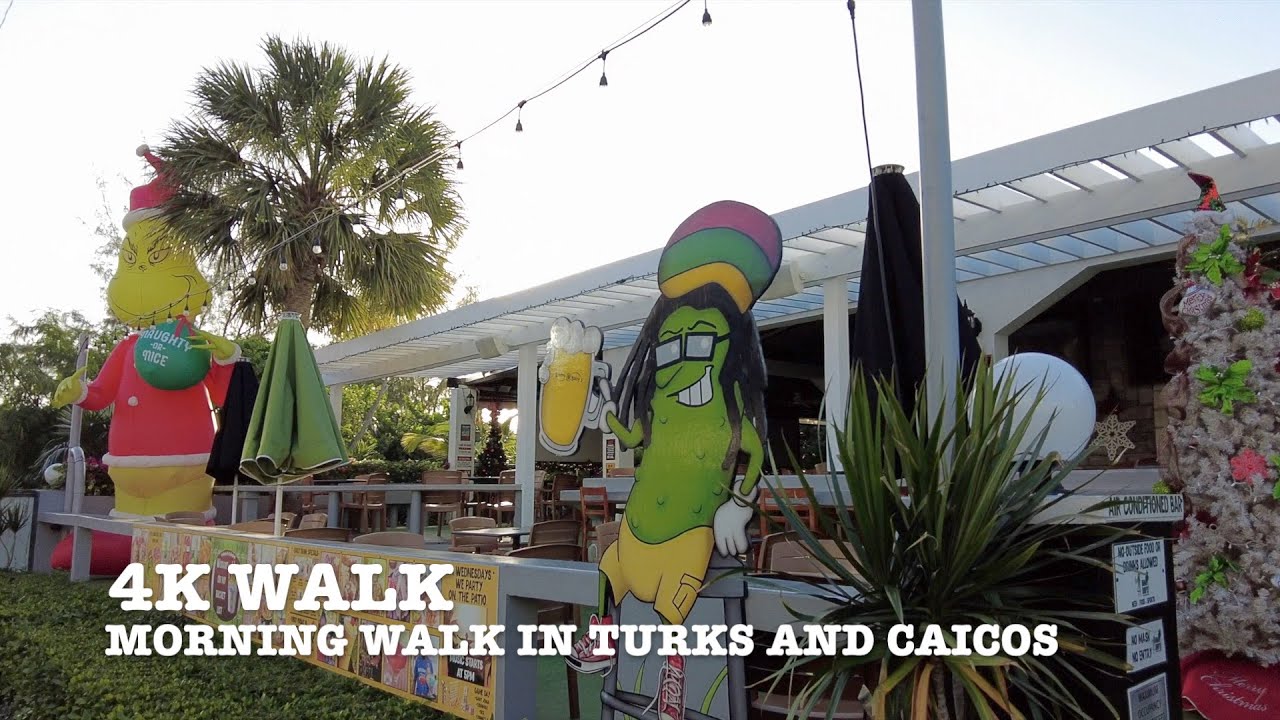 4k Walk, Grace bay Turks and Caicos, Caribbean island morning walk.