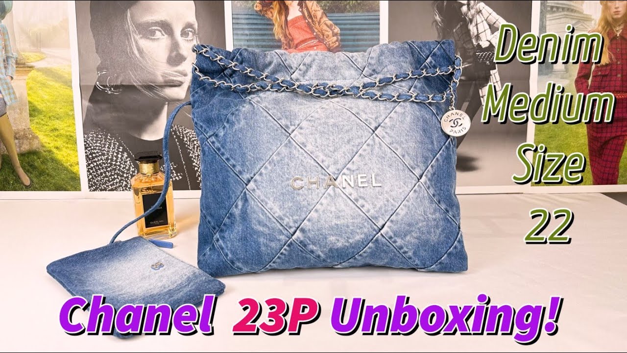 Chanel 23P Denim Medium Size 22 with Ruthenium Hardware.