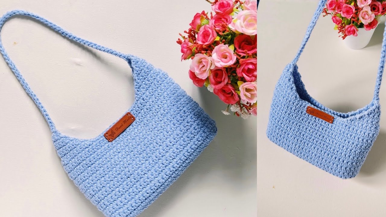Вязаная крючком сумка через плечо 🧶 Базовый дизайн вязаной крючком сумки через плечо, которую лег...