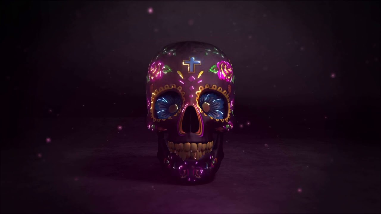 Mexican Sugar Skull v4 VJ Background 10 Minutes Loop