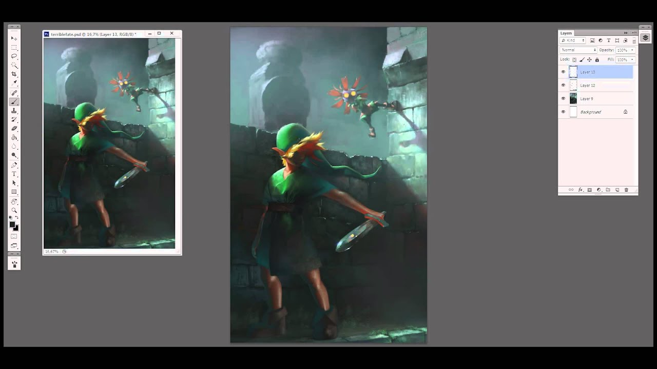 Timelapse Digital Painting - Link and Skullkid (Majora's Mask)