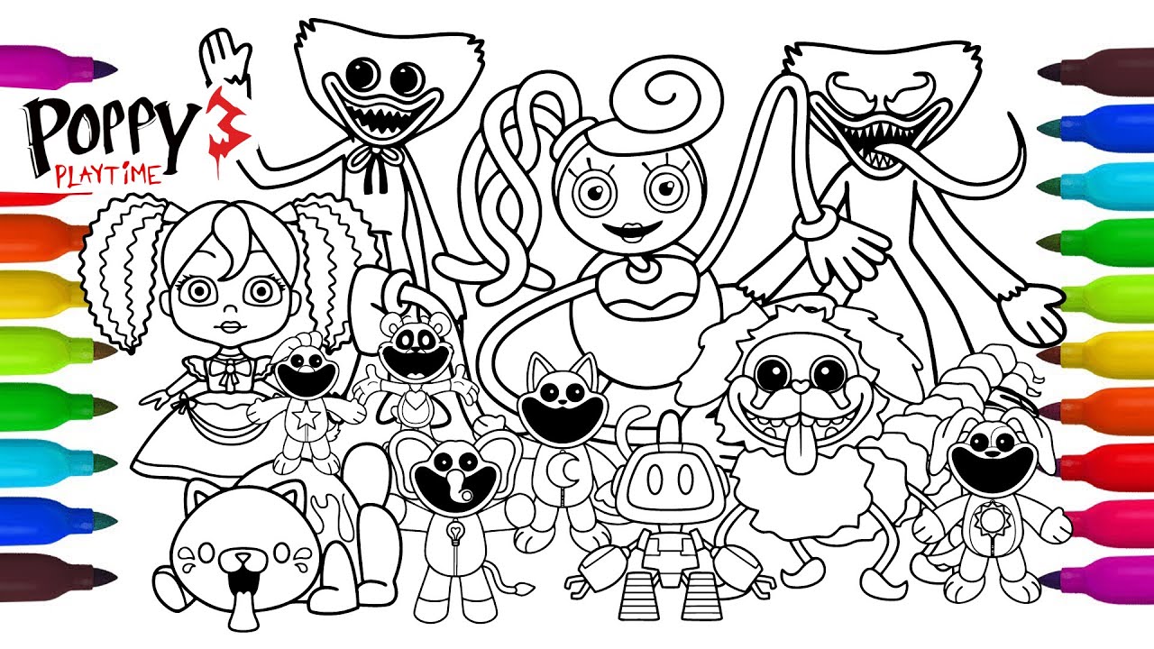 POPPY PLAYTIME COLORING 🎨 | Draw & Color Huggy Wuggy, Mommy Long Legs & Friends #f871