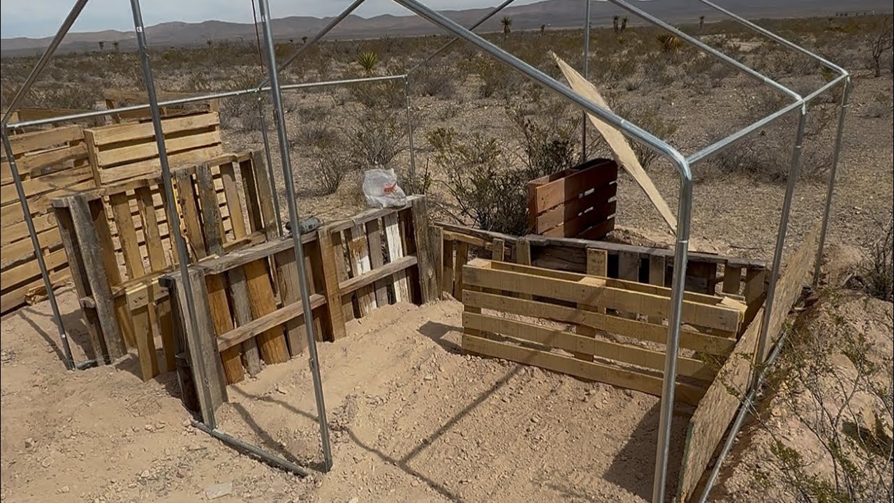 2/24/26 11:42am Pallet & dog kennel Aviary outline for my meat birds #sierrablanca  