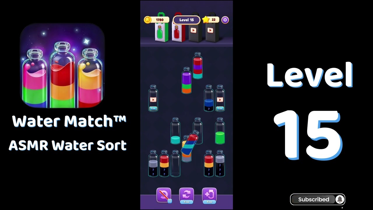 🌊 Water Match Level 15 | Water Match ASMR Water Sort | Go Answer