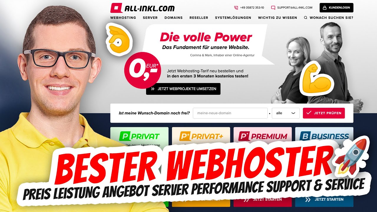 Der beste Webhoster mit besten Webhosting & Server | alle CMS  🚀 all-inkl  Vergleich Test Erfahrung