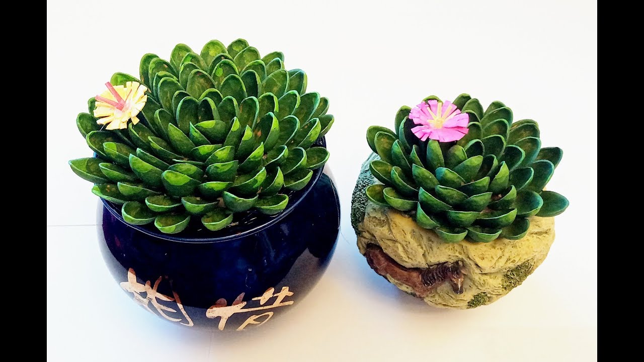 How to make artificial succulent plant from waste materials