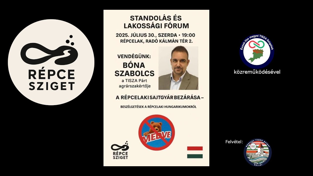 Répcelaki sajtgyár bezárása - Lakossági fórum Bóna Szabolccsal - Répce TISZA Sziget Répcelak