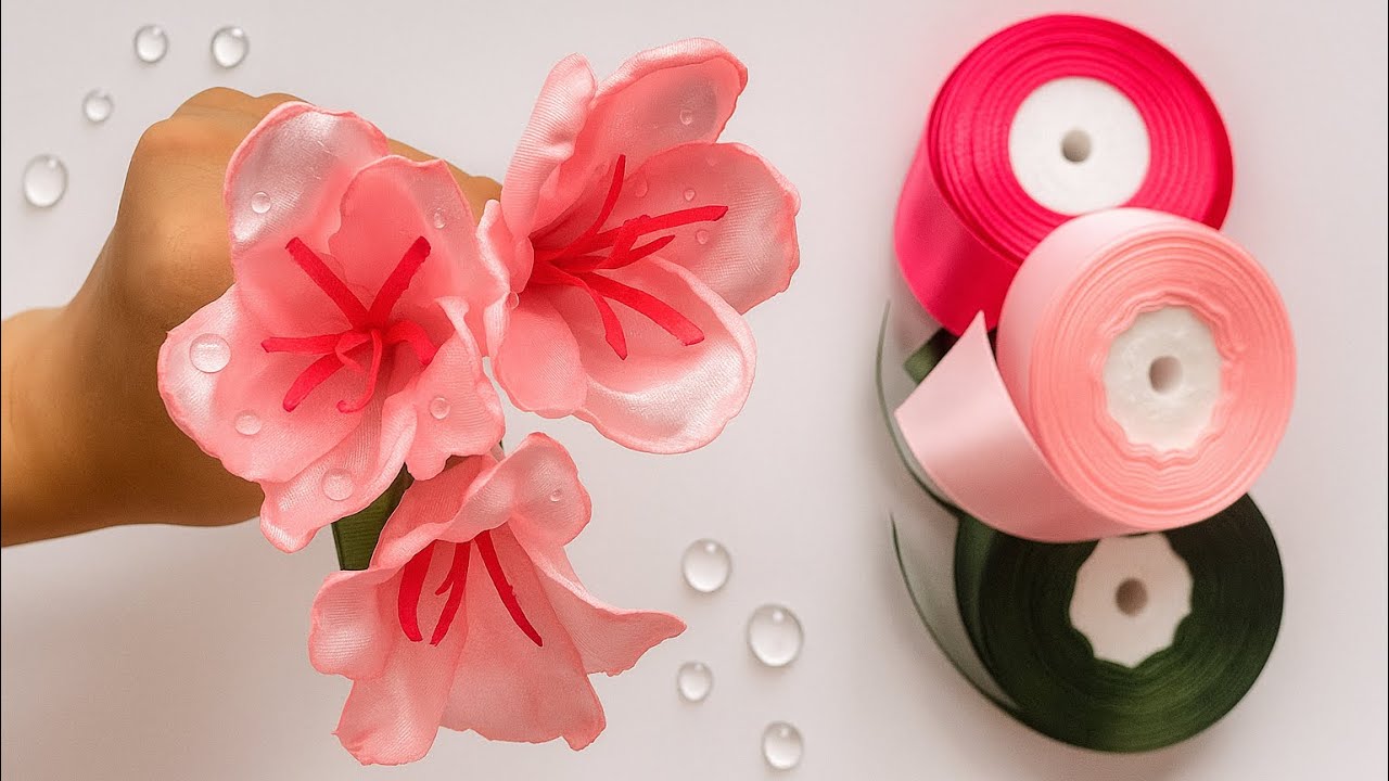 How to Make Azalea Flowers from Satin Ribbon | Easy Satin Ribbon Flower Tutorial