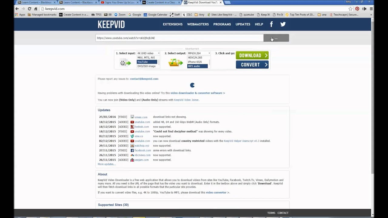 Download videos using Keep Vid
