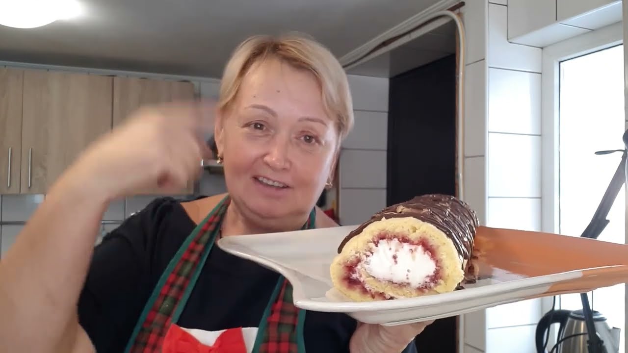 СЛИВОЧНО- МАЛИНОВЫЙ РУЛЕТ/ РЕЦЕПТ ИЗ ДЕТСТВА/