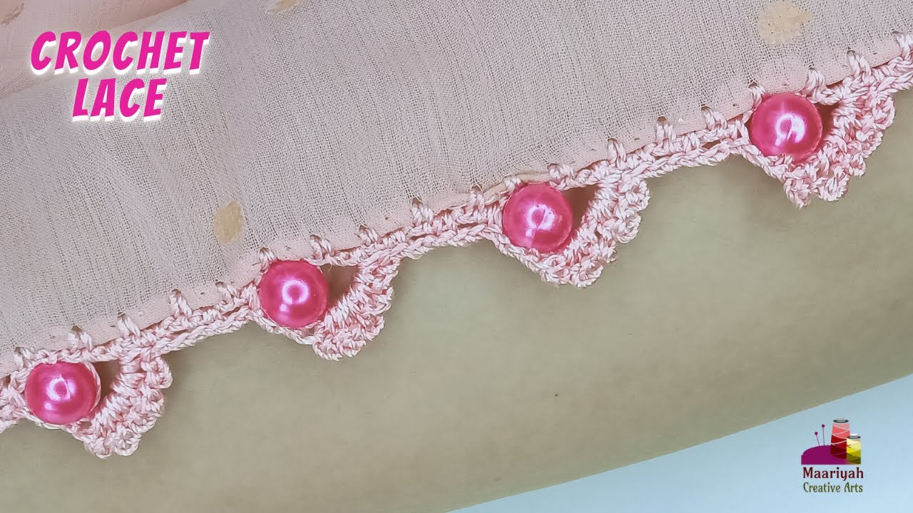 Crochet Lace / Edging with Beads | Qureshia Lace Design - 411