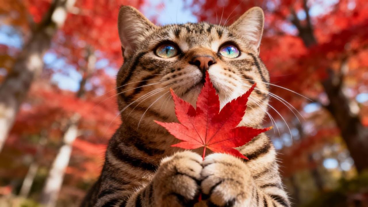 大分県、耶馬渓の秋を歩く虎斑猫Hana｜紅葉の癒し旅｜Autumn Journey in Yabakei with Hana the Cat
