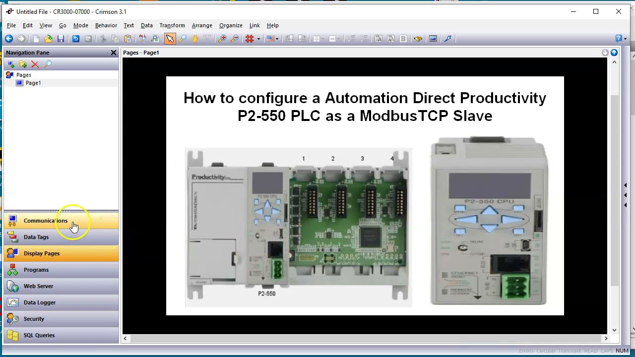 AD P2-550 PLC as a ModbusTCP Slave