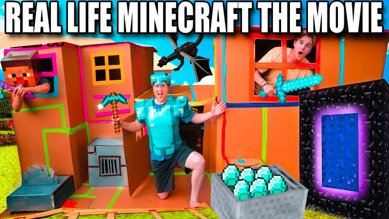 Real Life MINECRAFT The MOVIE - Minecraft Box Fort Part 1