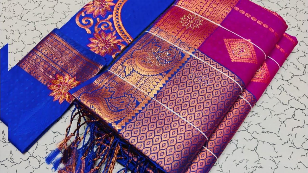 Wedding silk sarees||Stone work sarees with Embroidery blouse 