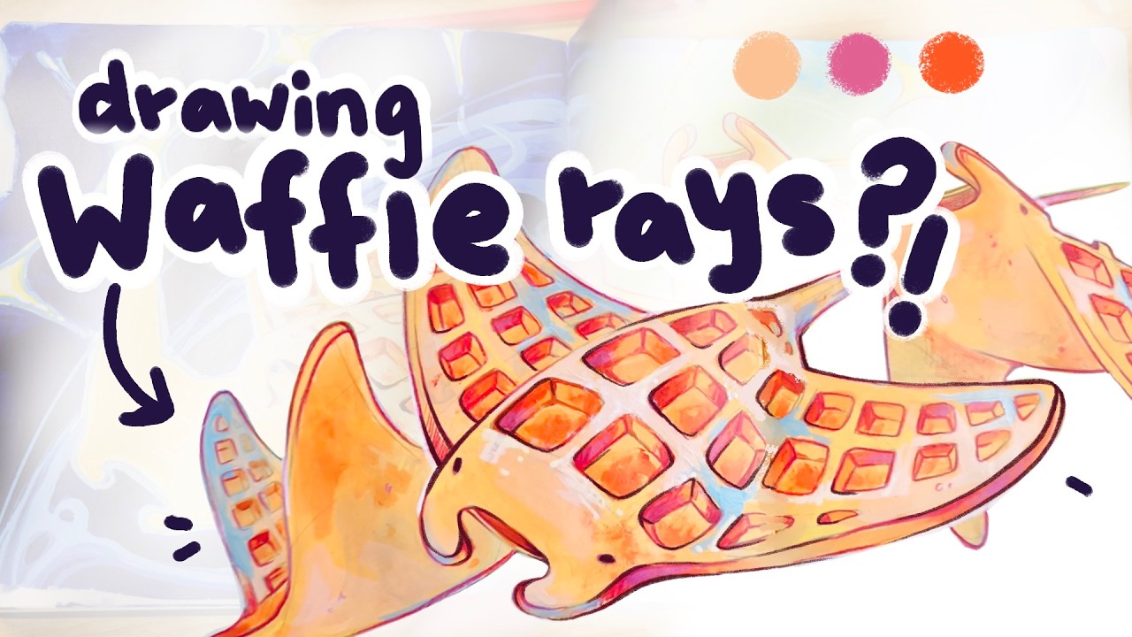 drawing cute waffle manta rays...TWICE?!