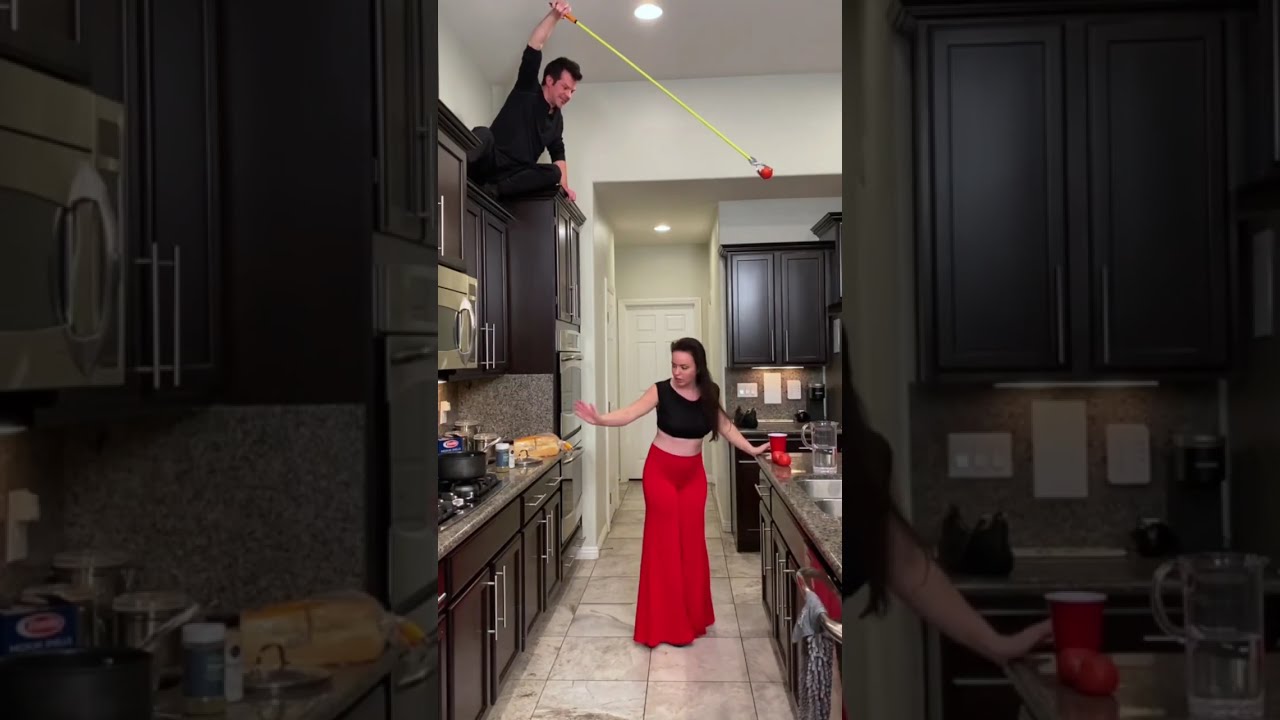 He dropped it on her head! 🤣
