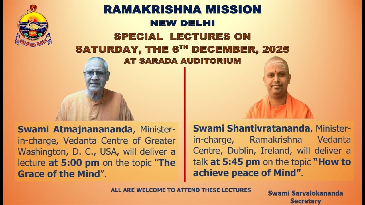 Special Lecture | 6th December 2025 | Ramakrishna Mission, New Delhi is live
