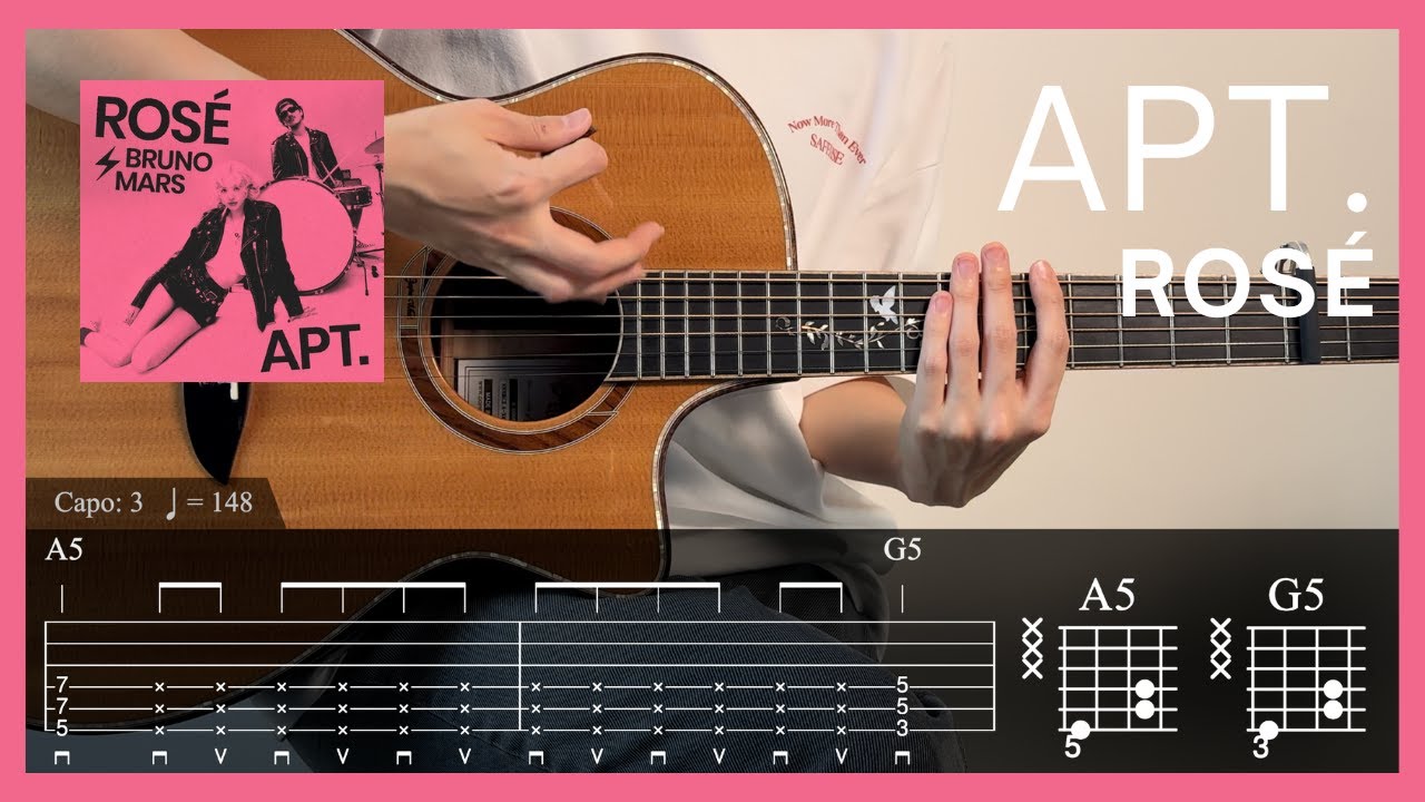 ROSÉ (ft. Bruno Mars) - APT. l Guitar Tutorial (TAB + Chords)#guitarcover #cover #kpop #blackpink
