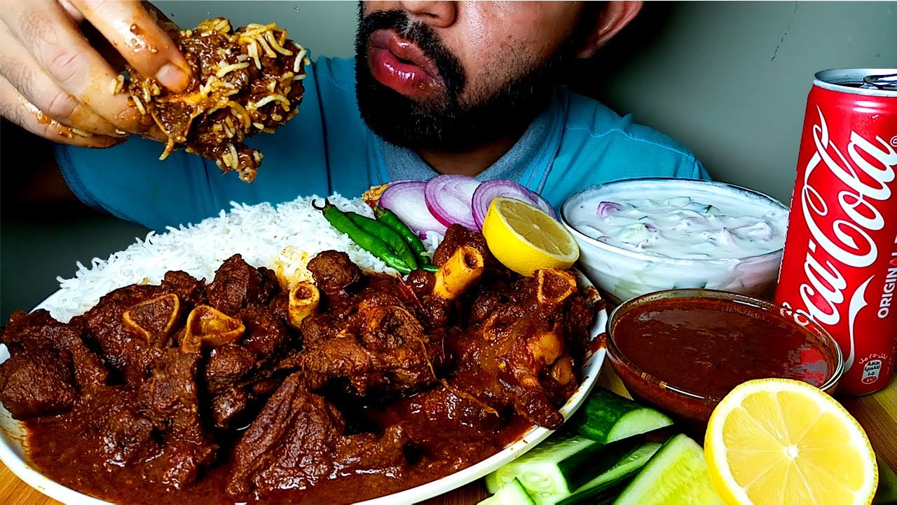 ASMR:VERY SPICY MUTTON CURRY || BASMATI RICE WITH CHILLI EATING SHOW#HungryPiran