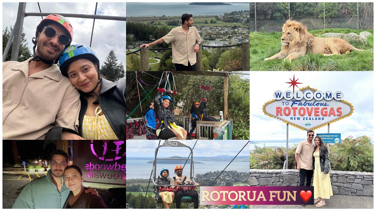 Rotorua Adventures ❤️🦁🌳 #rotorua #skyline #redwoodforest #travel 