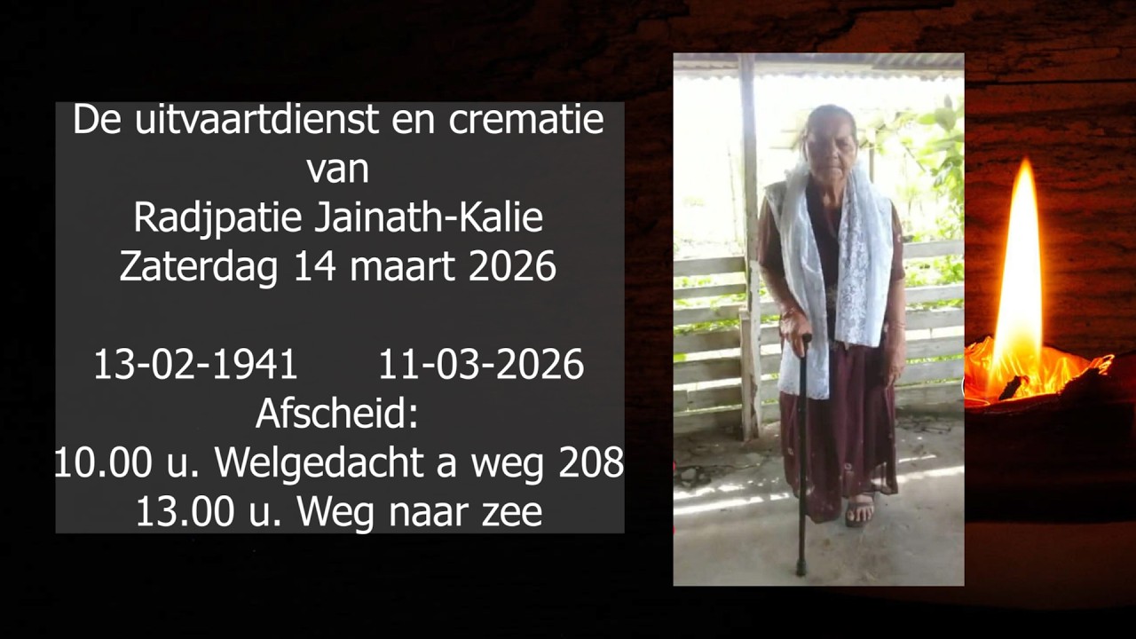 De uitvaartdienst en crematie van Radjpatie Kalie. Zaterdag 14 maart 2026.