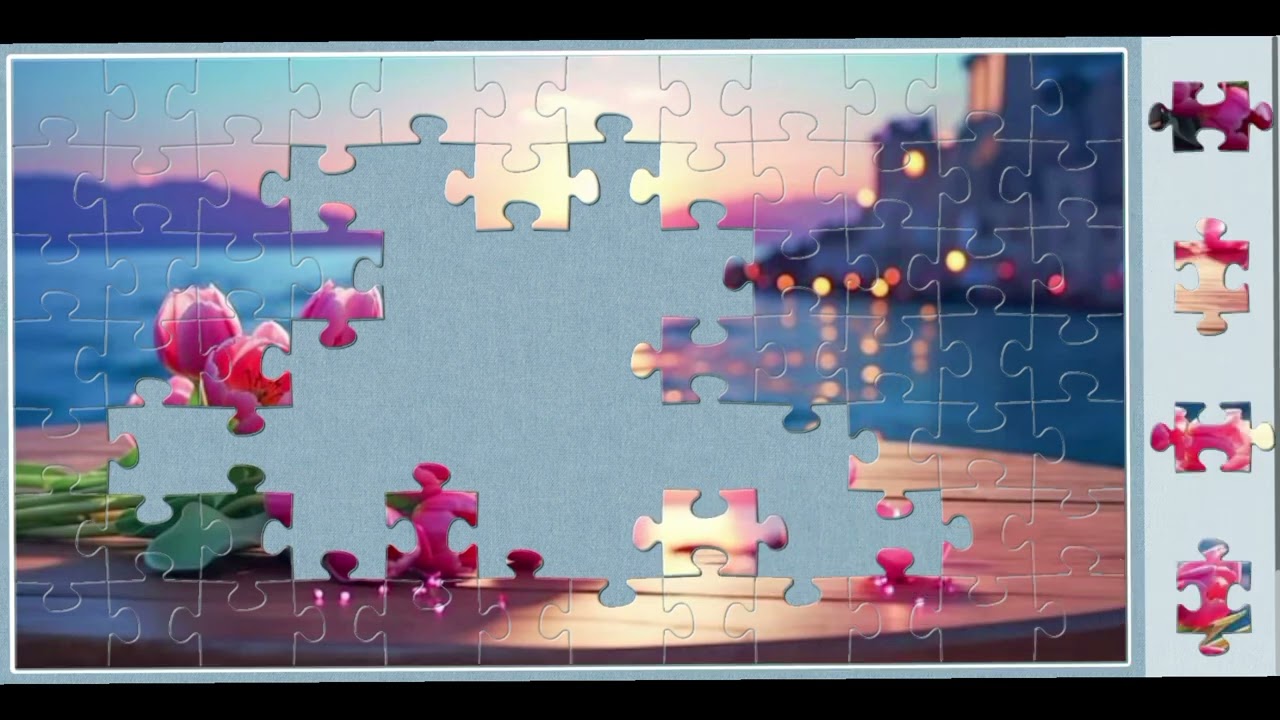 Amazing Sunset view with Pink Tulips and Candles🧩//beautiful jigsaw puzzle game🧩//@jigsawpuzzle45