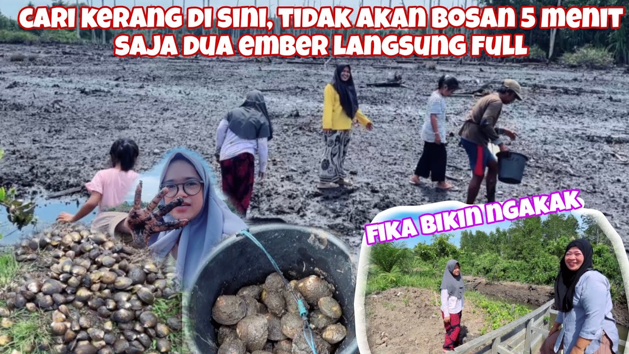 SERUNYA CARI KERANG DI EMPANG RAMAI-RAMAI, BERSAMA MAMA DAN ADIK-ADIK 