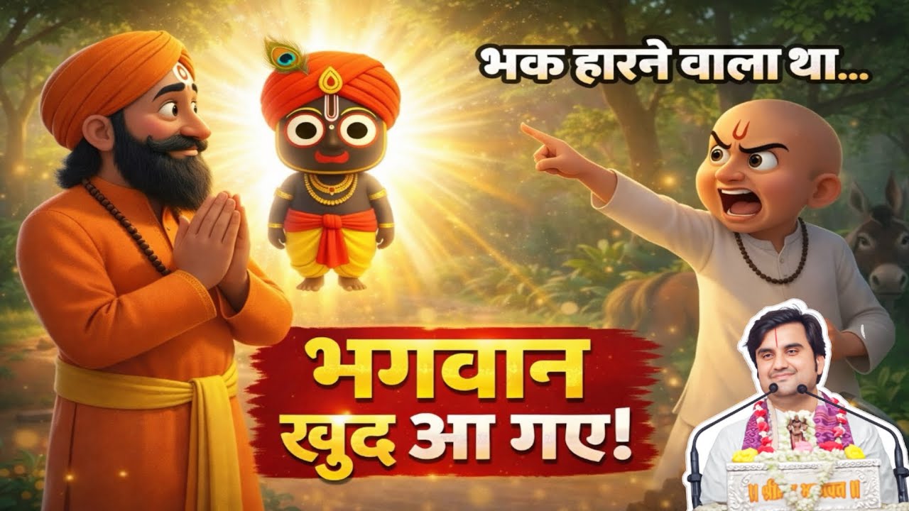 भक्त हारने वाला था …🤔लेकिन जगन्नाथ जी खुद आ गए!😮@BhaktiPath #indreshji #animation #krishnaleela 