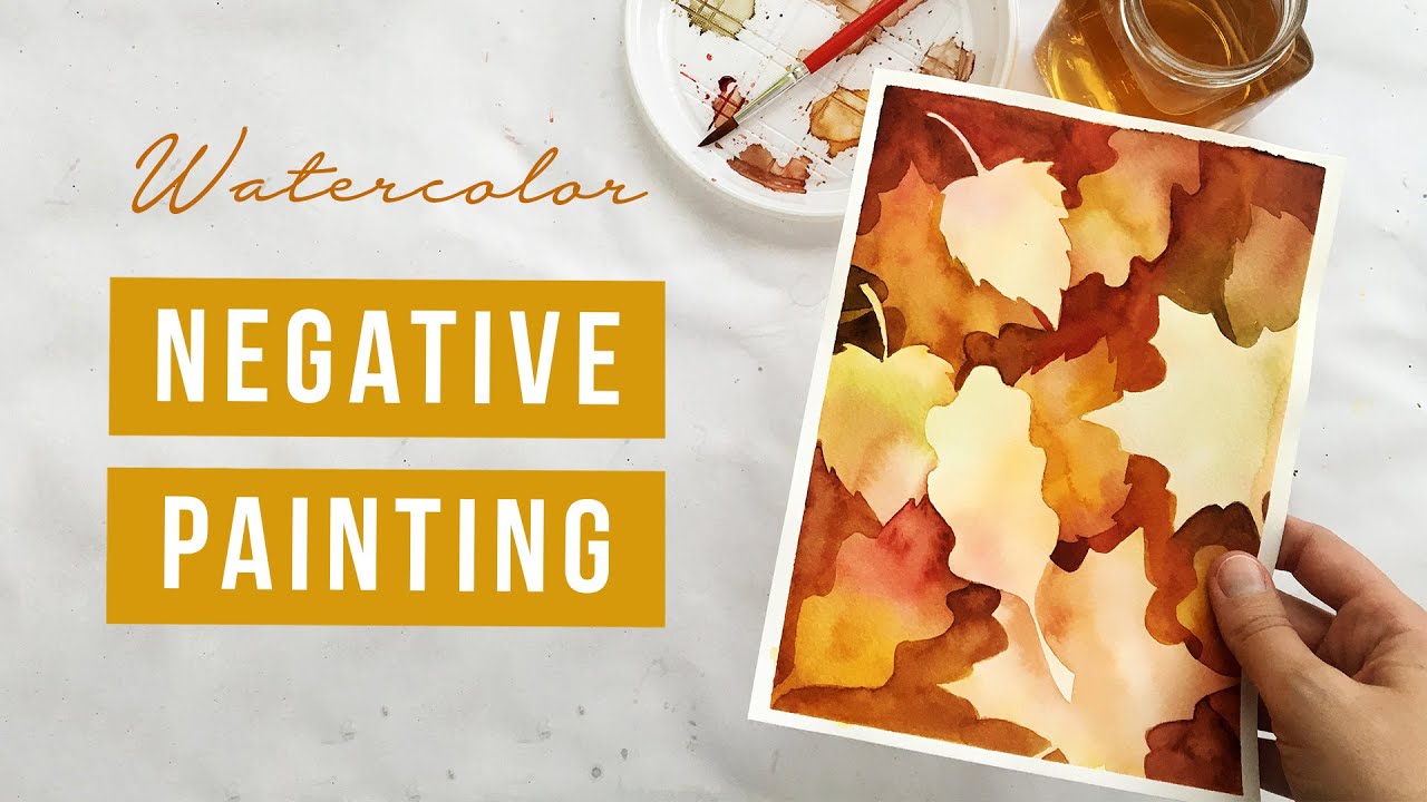 NEGATIVE PAINTING IN WATERCOLOR | Autumn leaves | watercolour timelapse | negatív akvarell festés