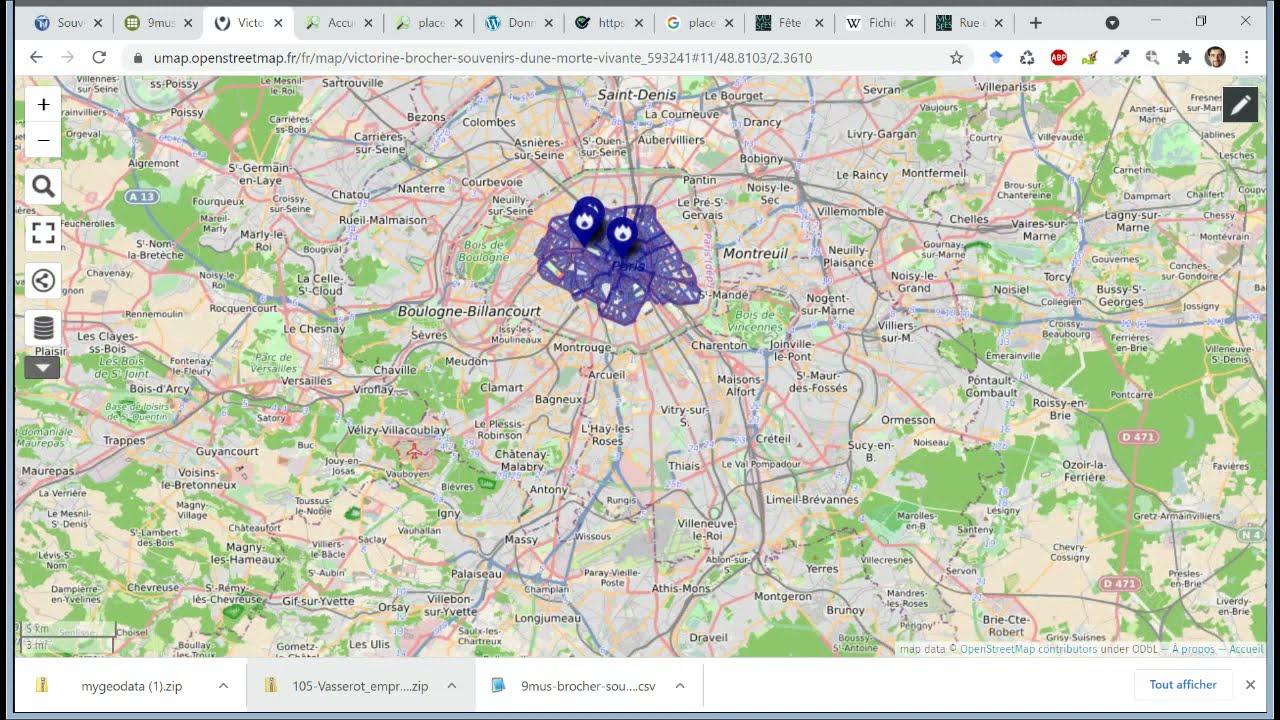 Réaliser la carte interactive des lieux d'un ouvrage avec uMap