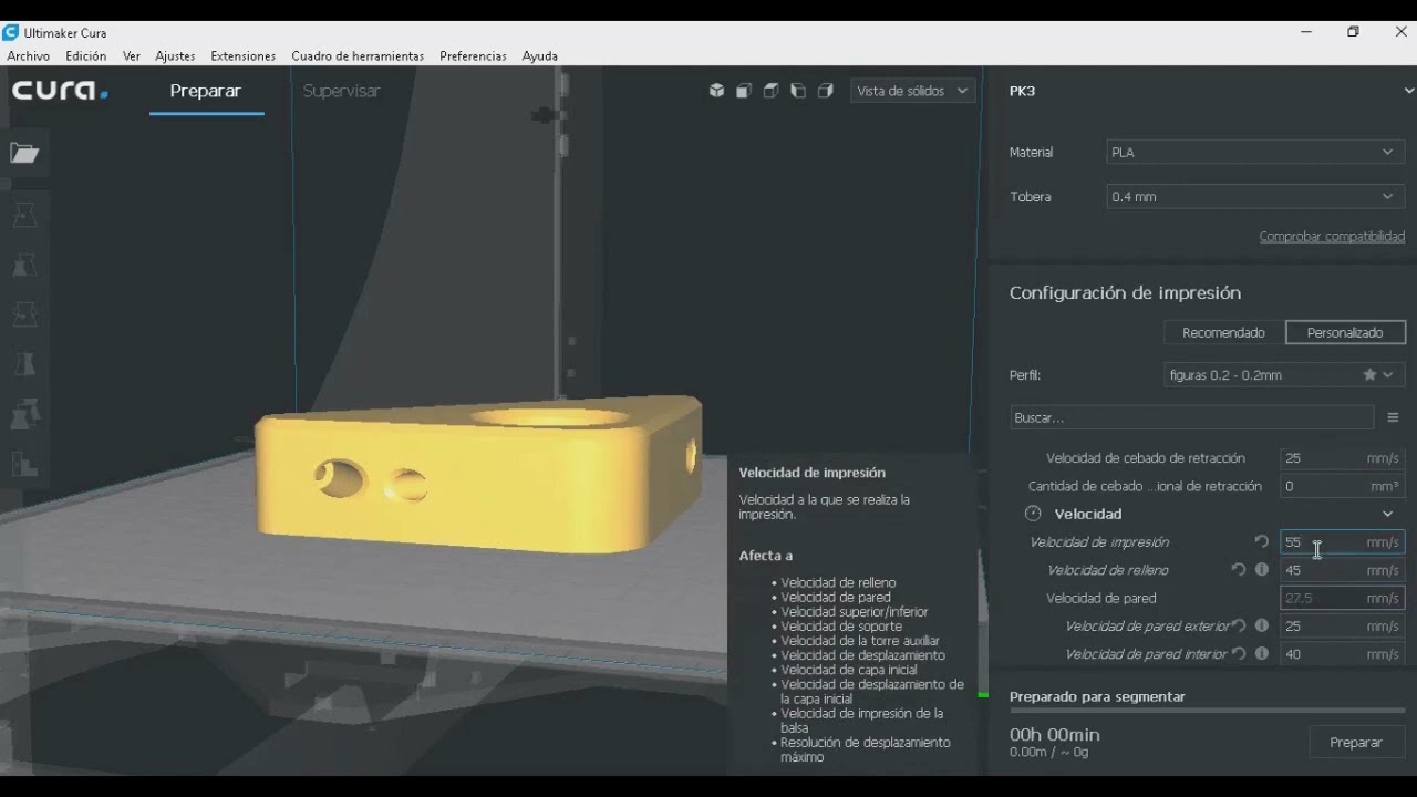 14 Configuración de perfil ABS para Cura