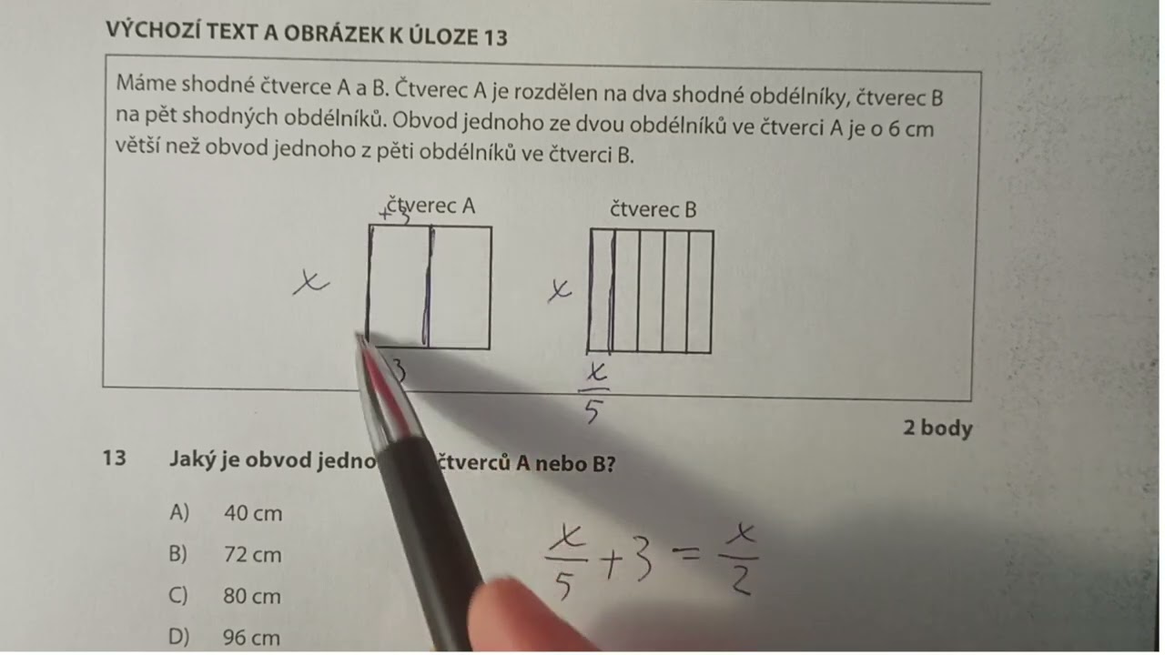Cermat přijímačky na SŠ - slovní úloha (13. z testu MA_2024_9)