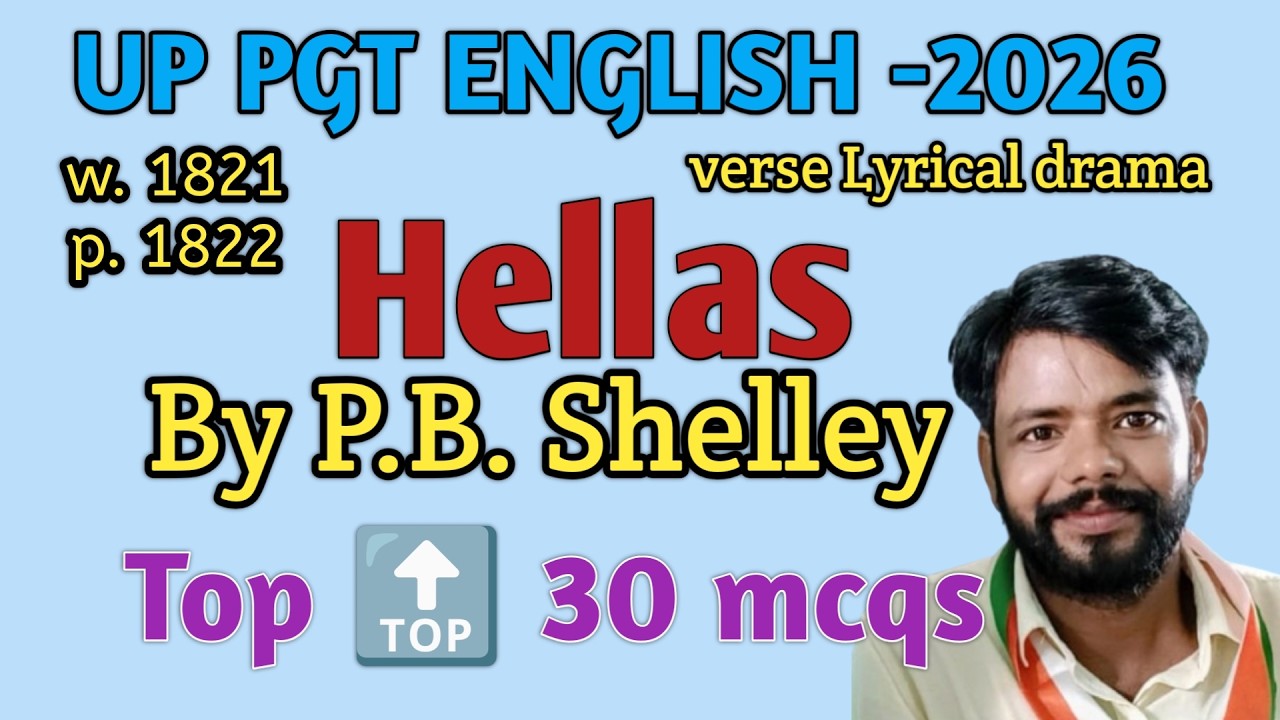 Hellas MCQ by PB Shelley, MCQ on hellas by PB Shelley, hellas MCQ, PGT English #pgtenglish #pgt