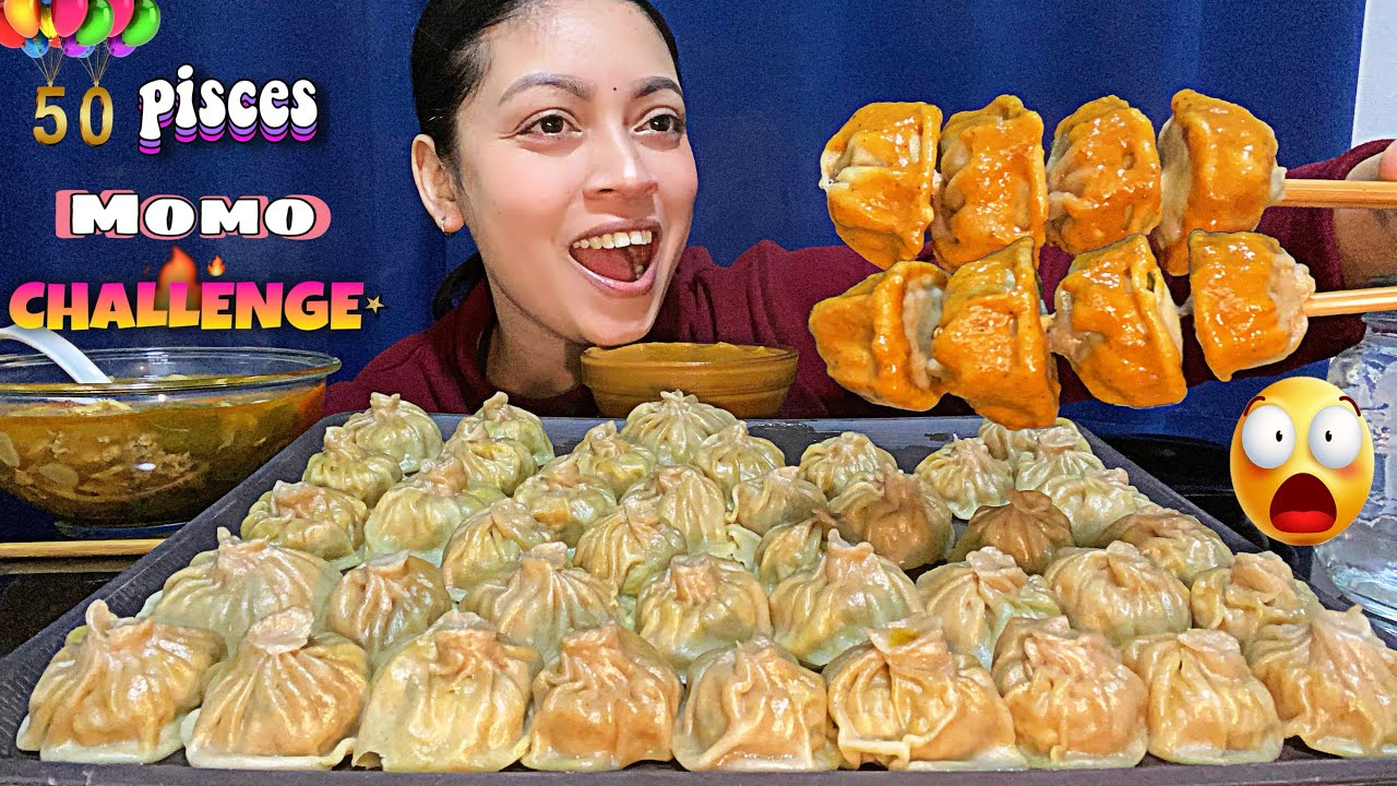 Челлендж «50 момо» || Острое || Большие кусочки || #мукбанг #челлендж #swetachhetri #непальскаяед...