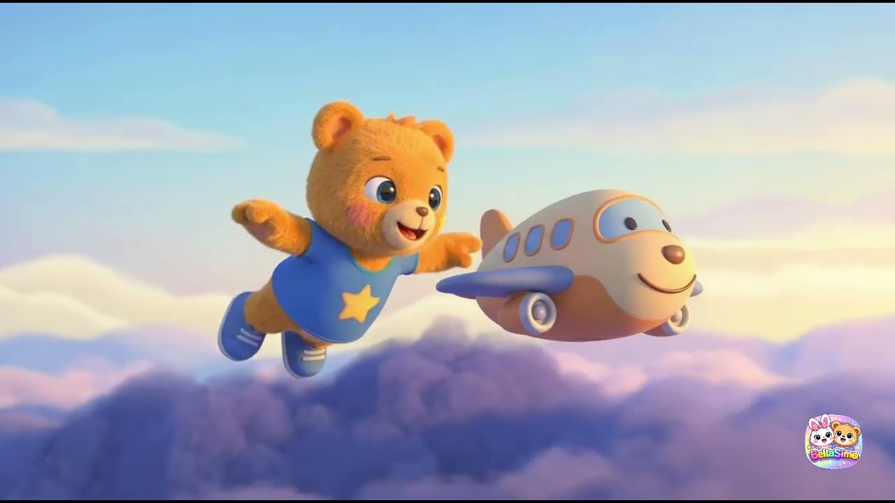 Airplane Song for Babies ✈️  Calm Nursery Rhyme with Simo the Bear 🧸  Baby Sleep by BellaSimo