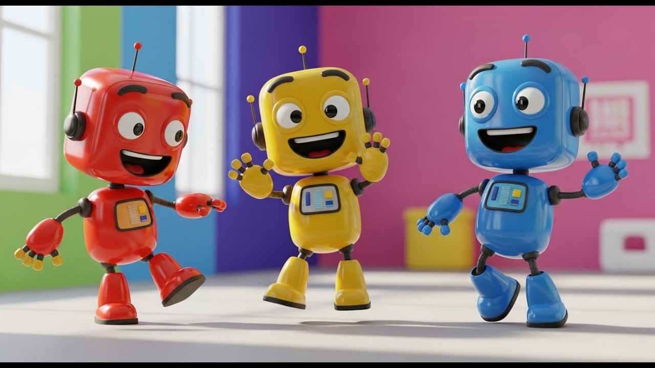 Três Pequenos Robôs Fazem Tap Tap Tap | Música de Ritmo e Coordenação para Crianças