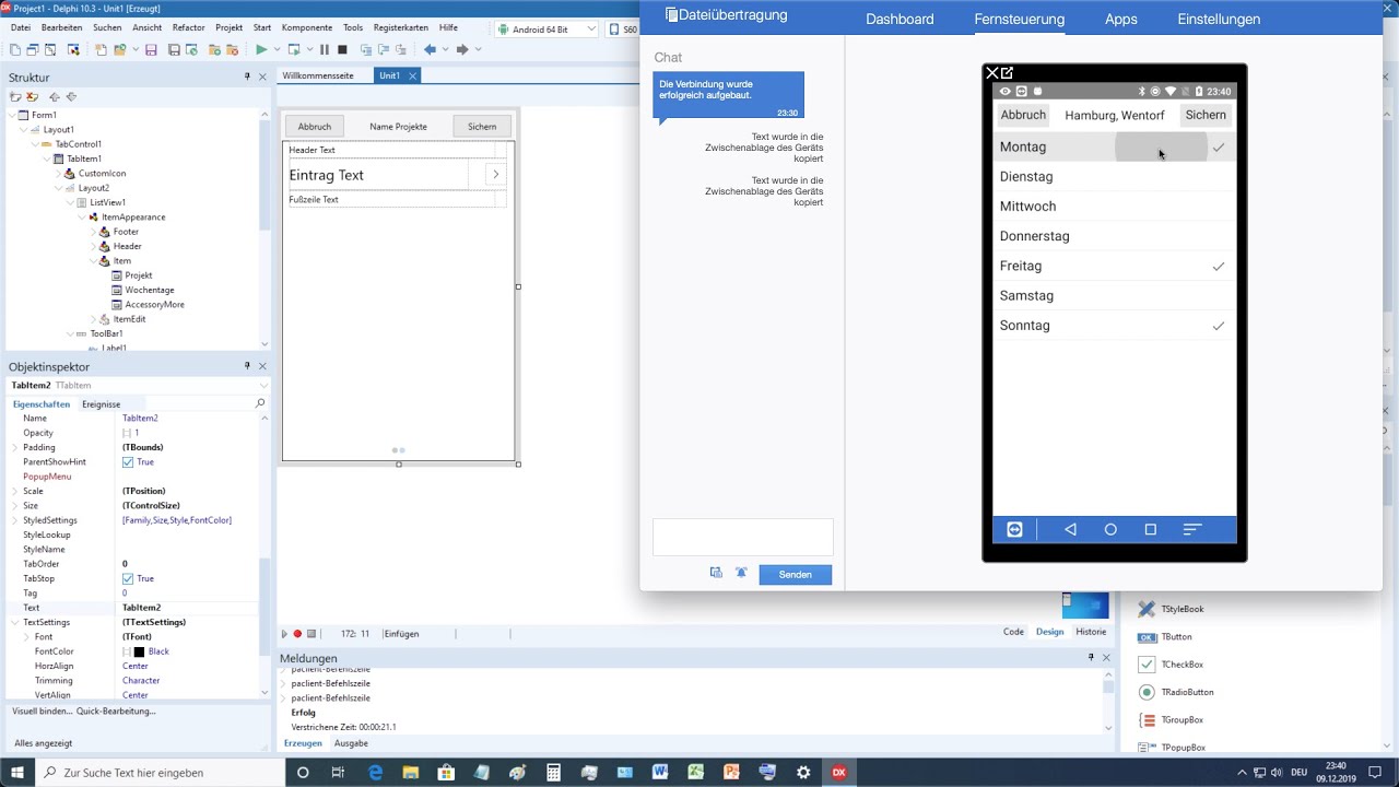 Tutorial: TListView for weekdays with FireMonkey (Delphi DX 10.3.3 Rio) on Android 64 bit