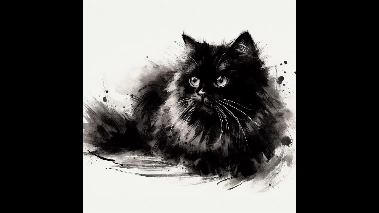 Sumi-e cats ink painting 🐱 #art #cat #ink #sumie #cats #shorts